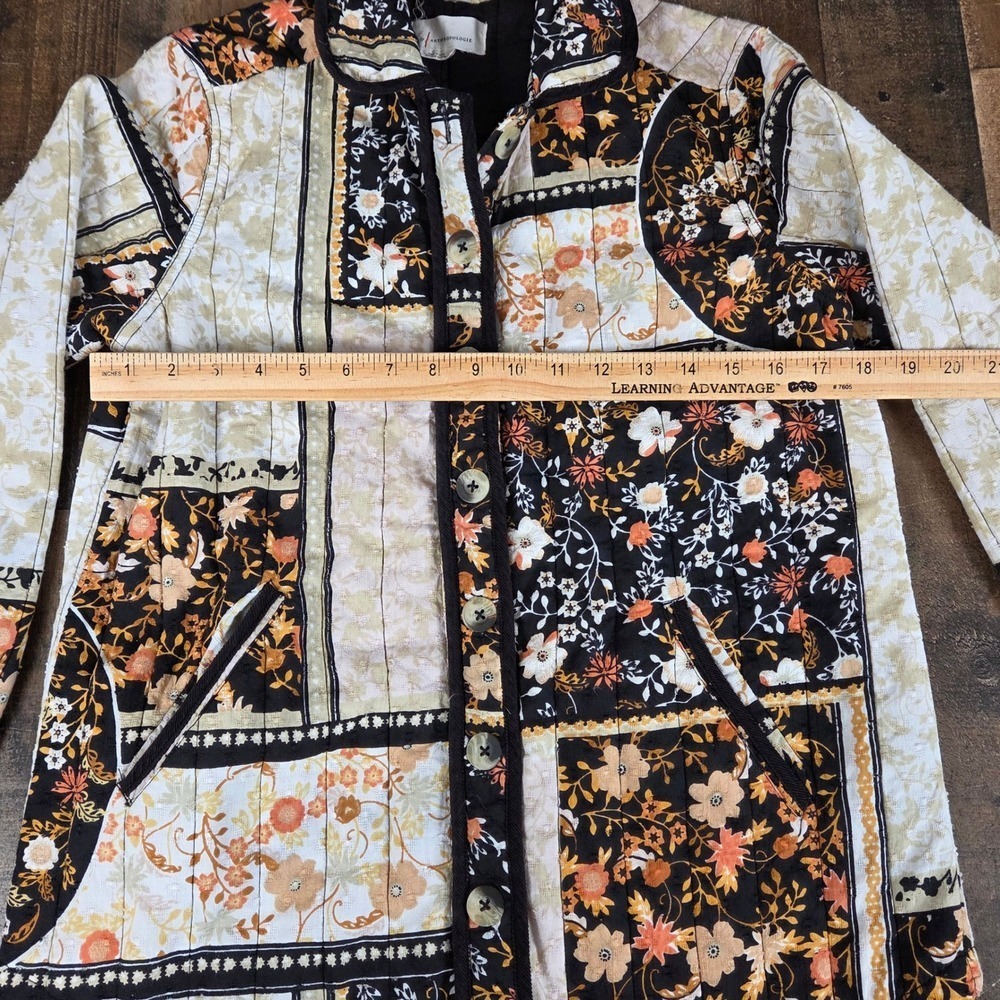 Anthropologie Quilted Patchwork Floral Button Down Shirt Jacket Shacket Women XS - Picture 14 of 15